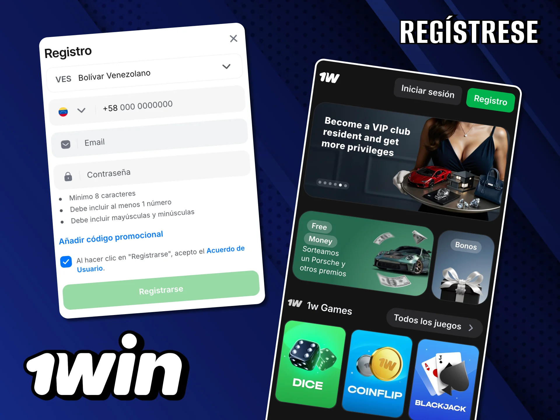 Presta atención e introduce solo datos veraces al registrarte en el casino 1Win.