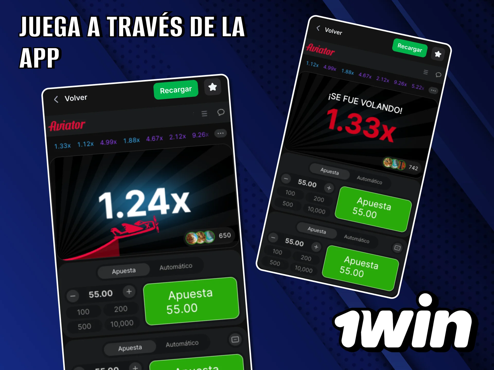 Disfruta de un juego rápido de aviador utilizando la aplicación móvil 1Win.