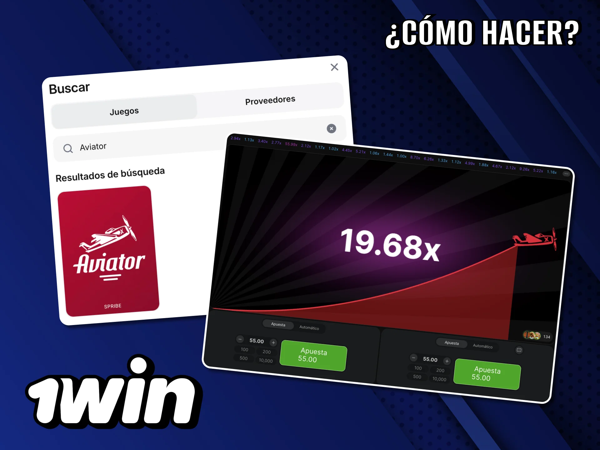 Utiliza el buscador para empezar rápidamente a jugar a Aviator en el casino 1Win.