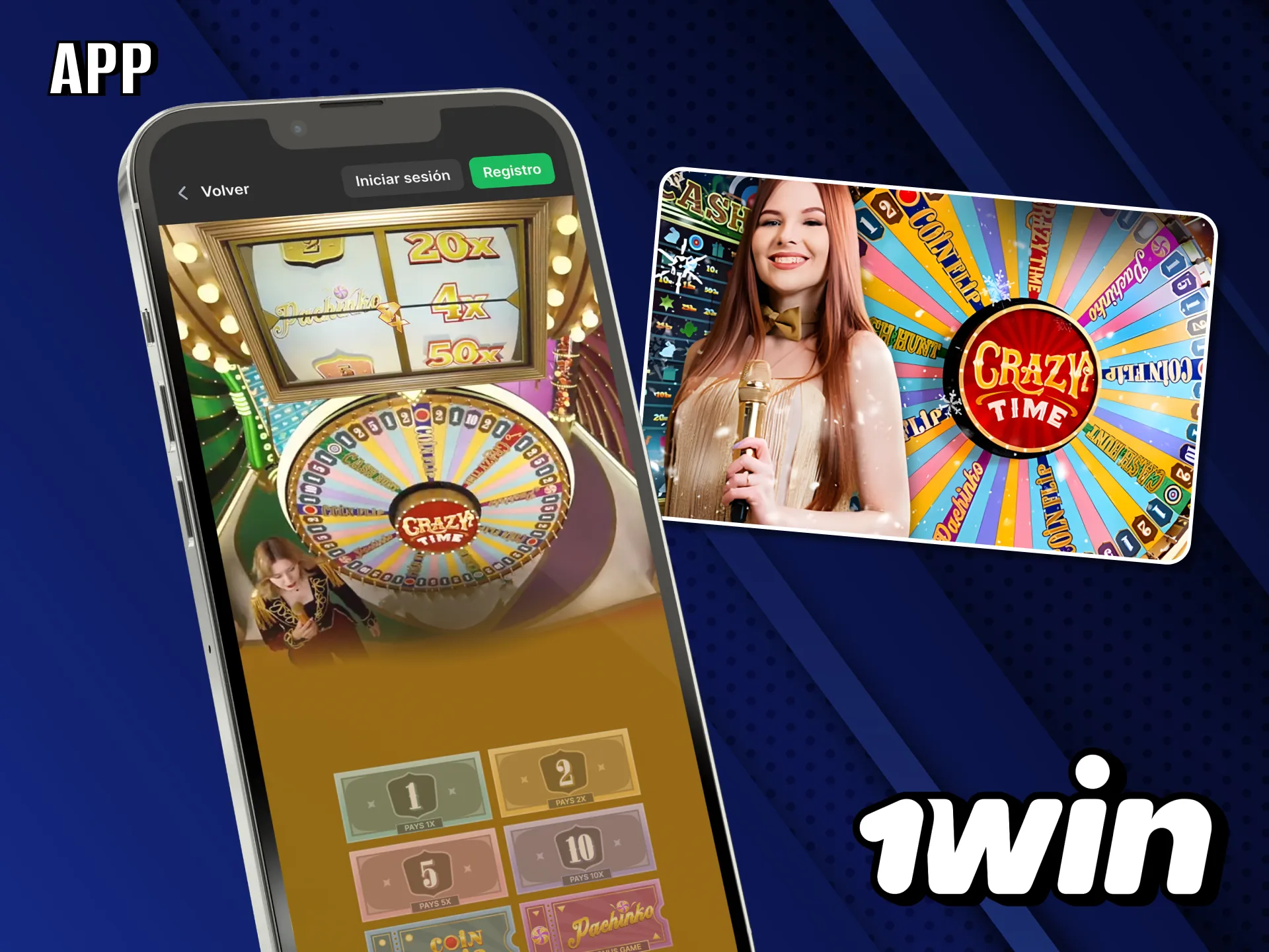 En 1Win juega Crazy Time desde la app oficial.