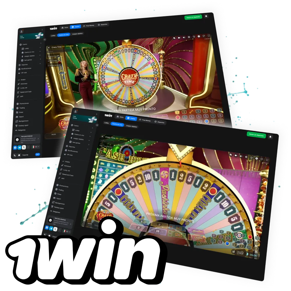 Crazy Time combina azar y espectáculo en el casino online de 1Win.