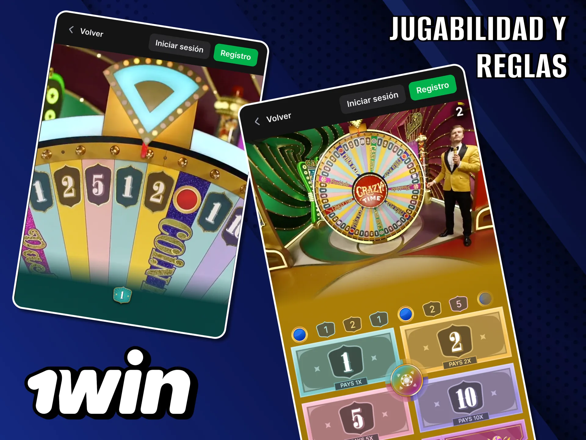 Jugabilidad básica de Crazy Time disponible en 1Win.