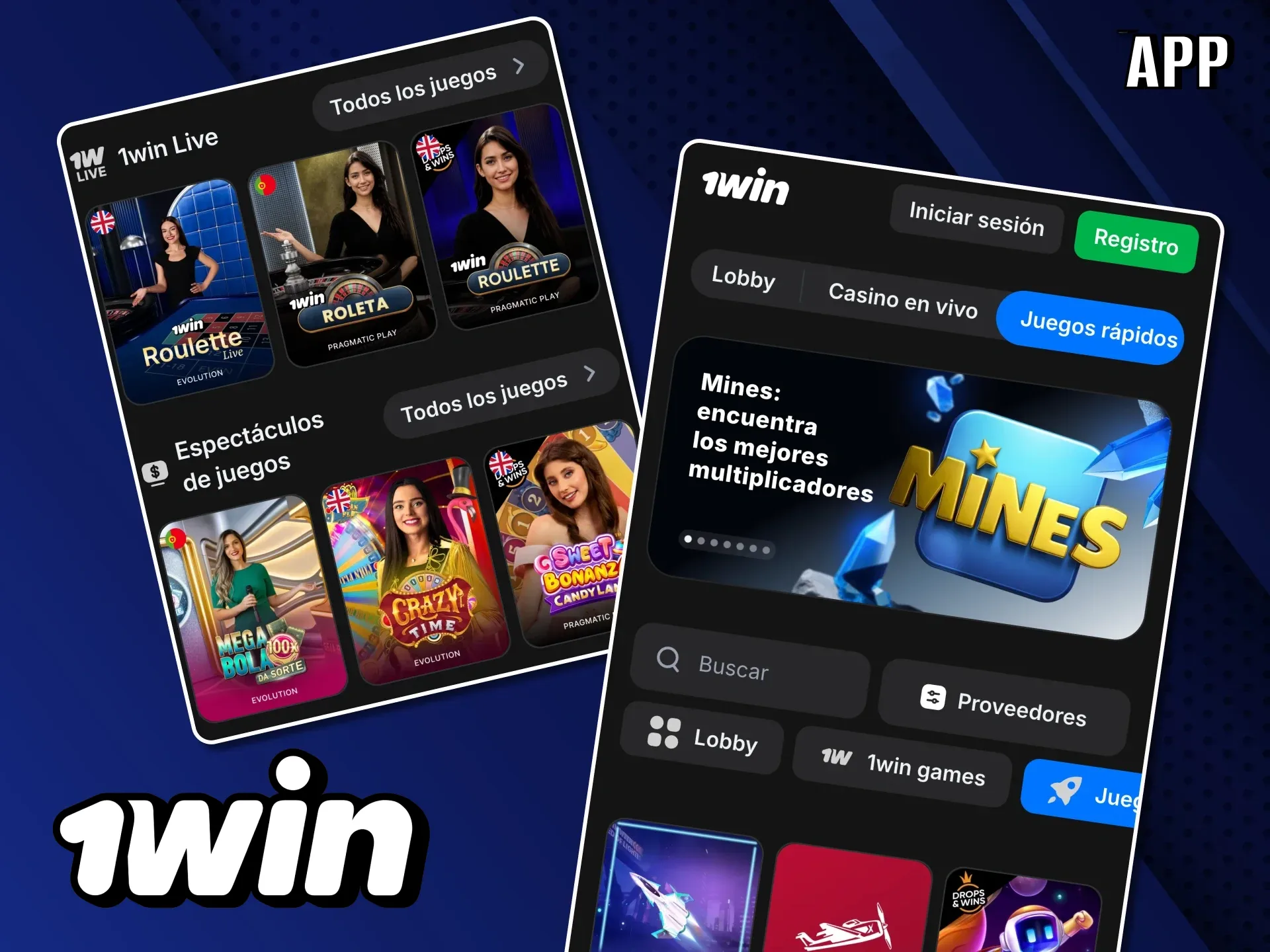 En 1Win juega miles de juegos en línea con la app.