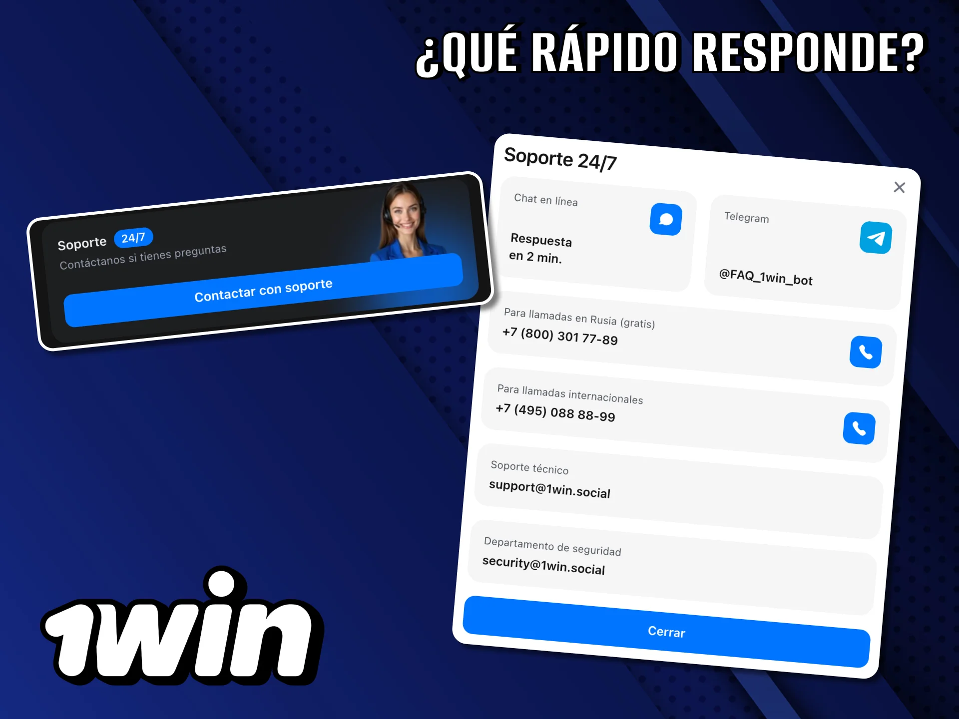 Rapidez garantizada en la atención al cliente de 1Win.