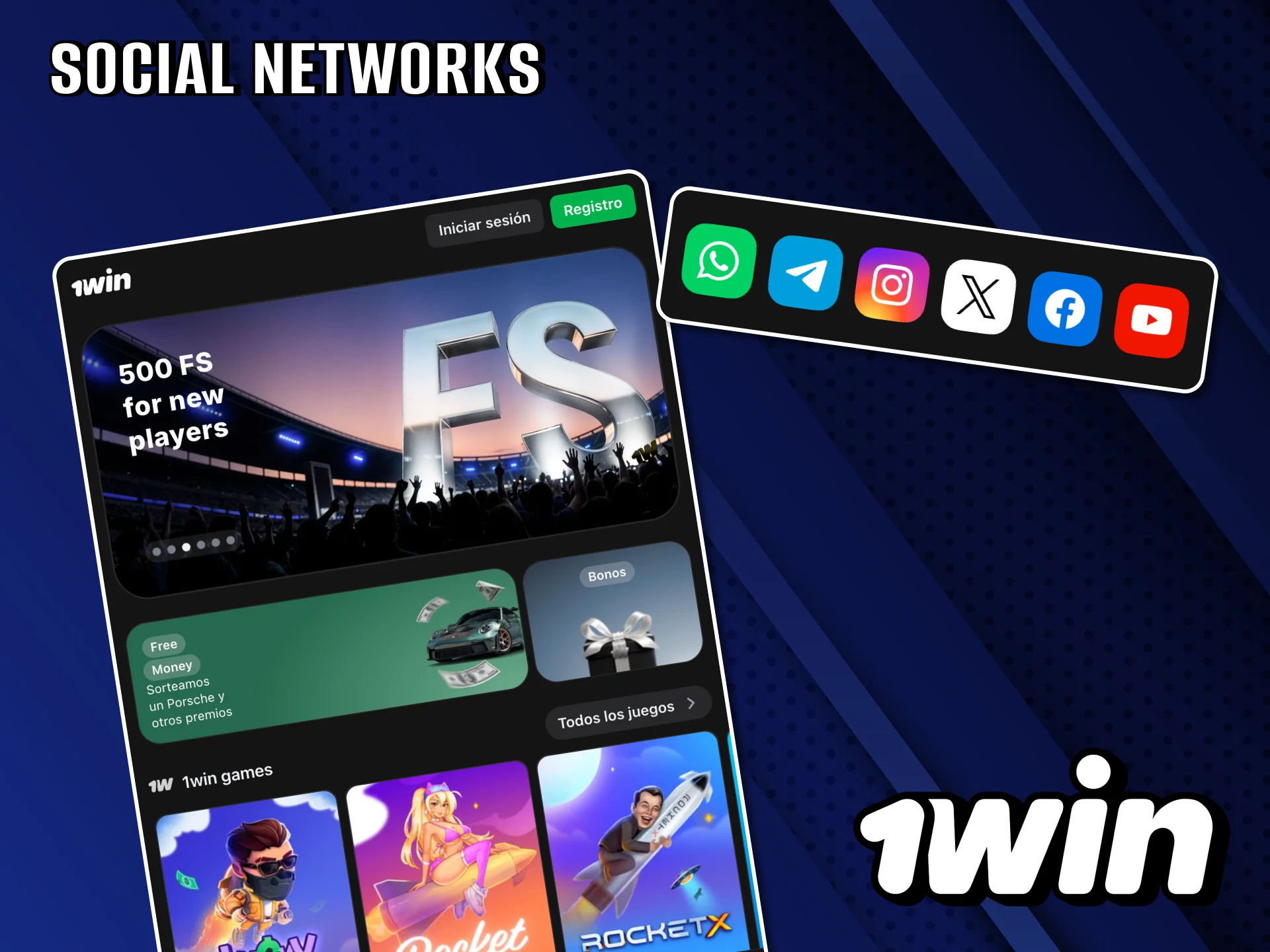 En 1Win síguenos en nuestras redes sociales oficiales.