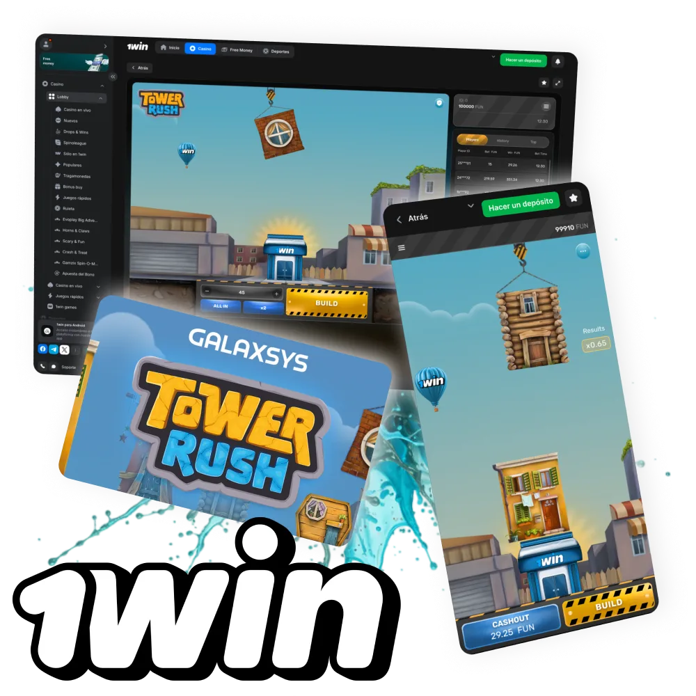 Tower Rush en 1Win premia cada piso con mayores multiplicadores.