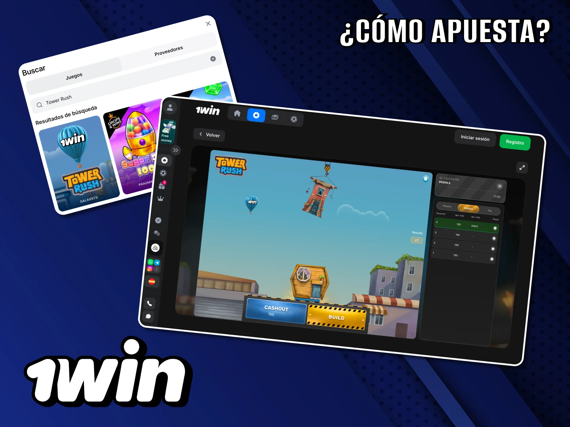 Cómo realizar tu primera apuesta en Tower Rush con 1Win.