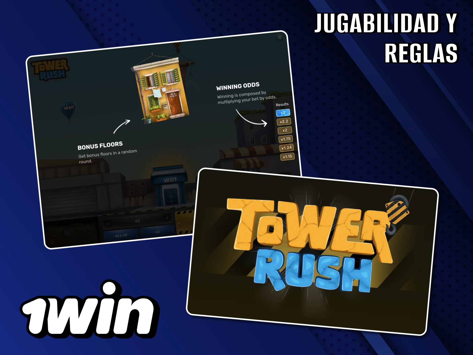 Reglas esenciales para apostar en Tower Rush con 1Win.